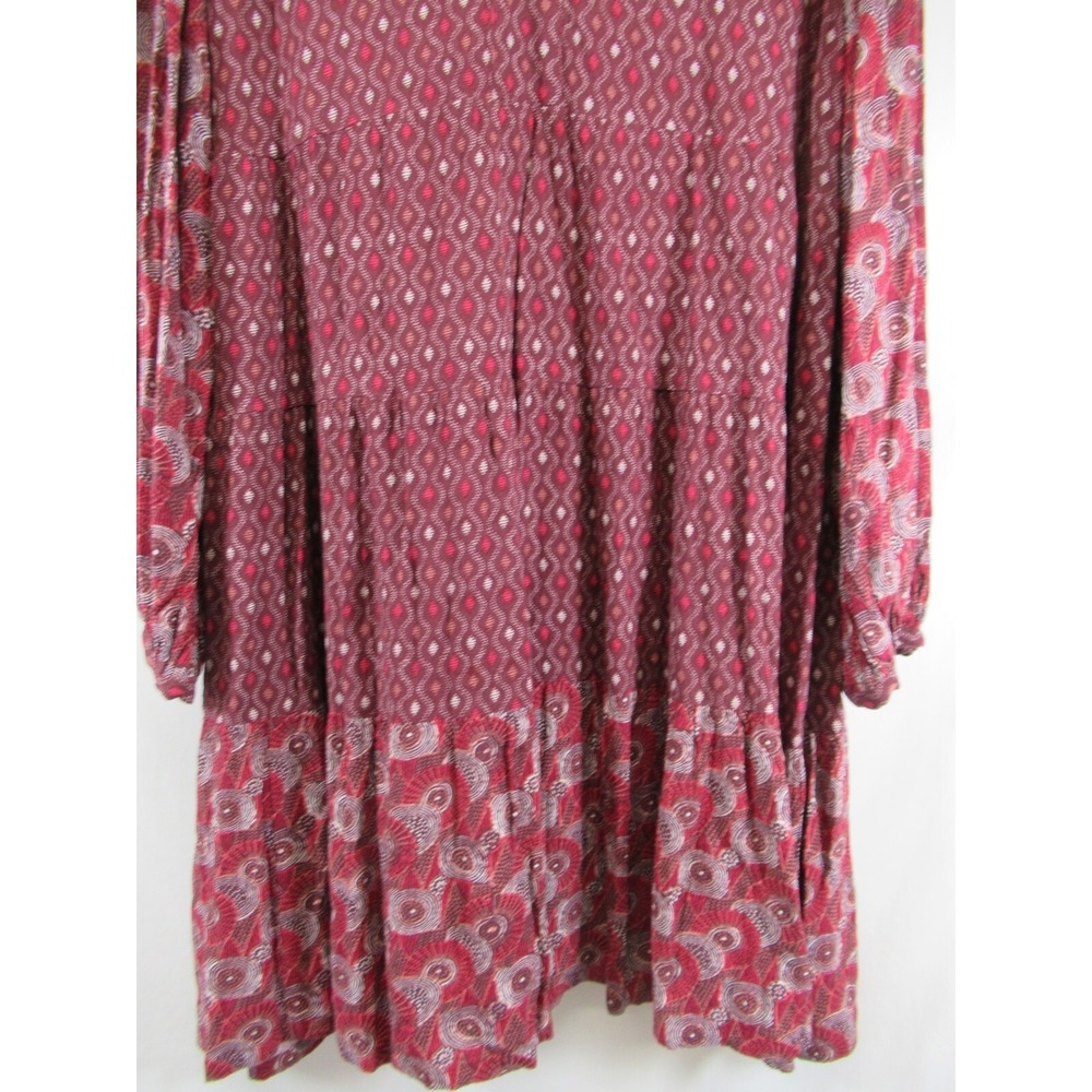 Anthropologie Maeve Tiered Mini Dress Plus Size 2X Long Sleeve V-neck Boho - Picture 3 of 7